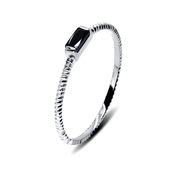  Rectangle Stone black Silver Ring NSR-2415